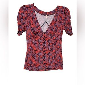 Free People Floral Blouse Size XS Petite